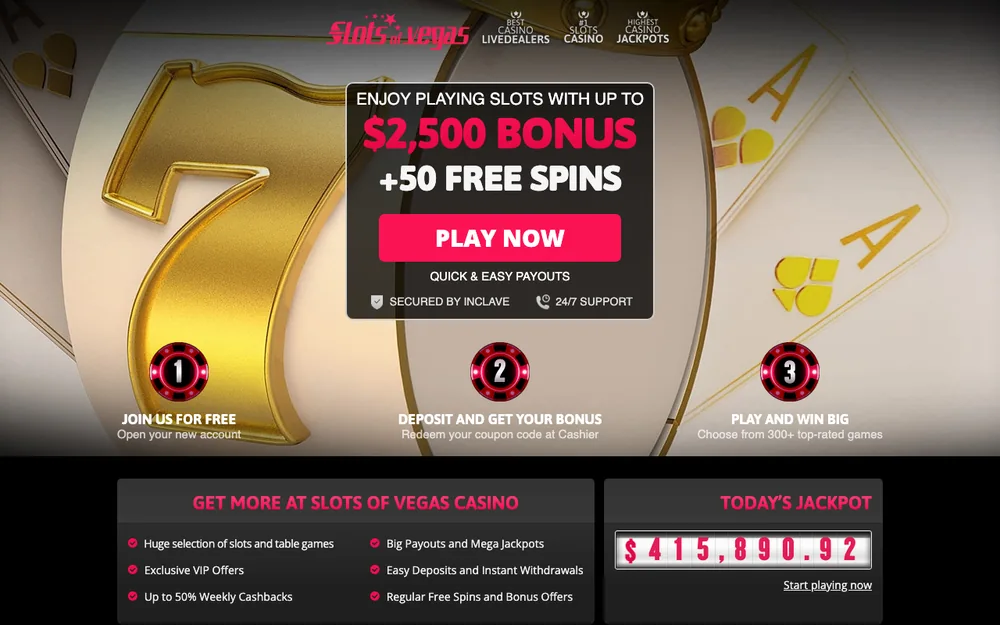 Slots of Vegas casino site, North Carolina offer